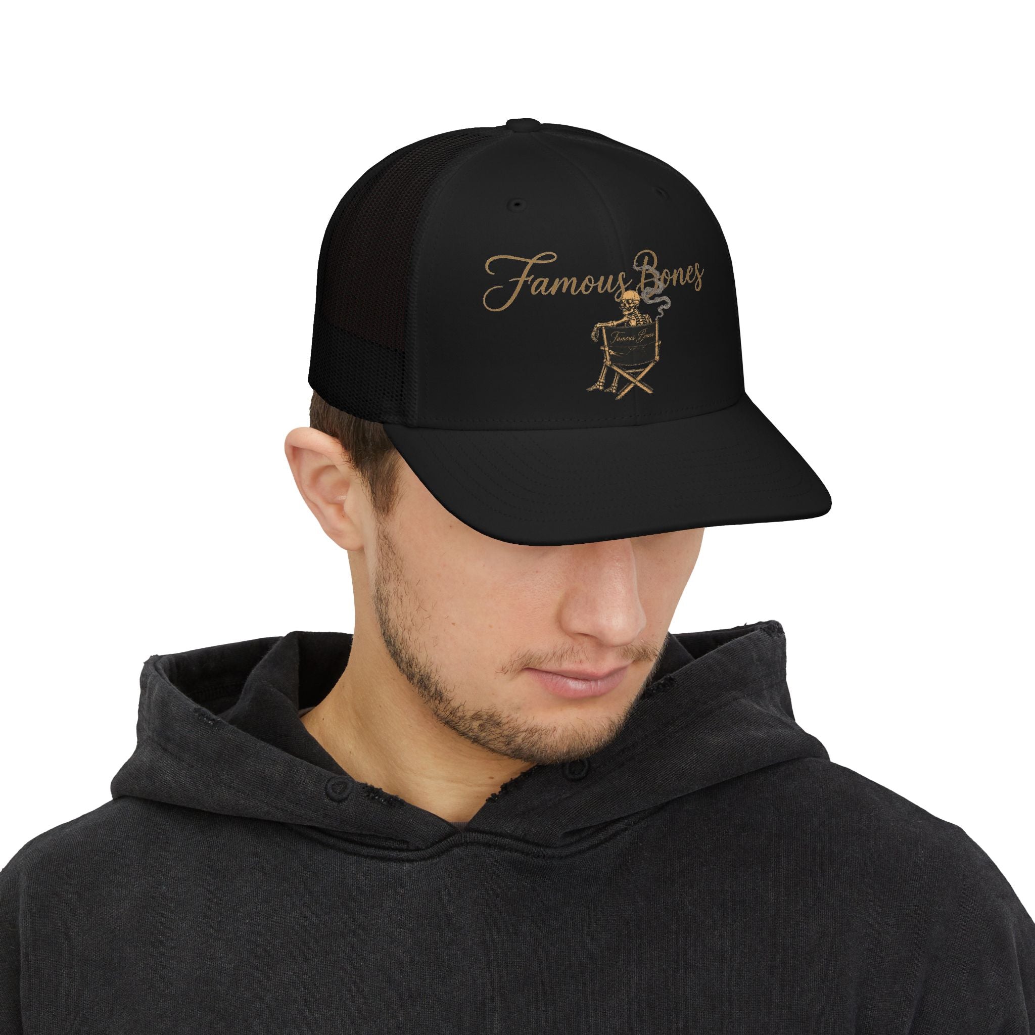 Trucker Cap - "Famous Bones" Director's Chair Embroidered Mesh Snapback
