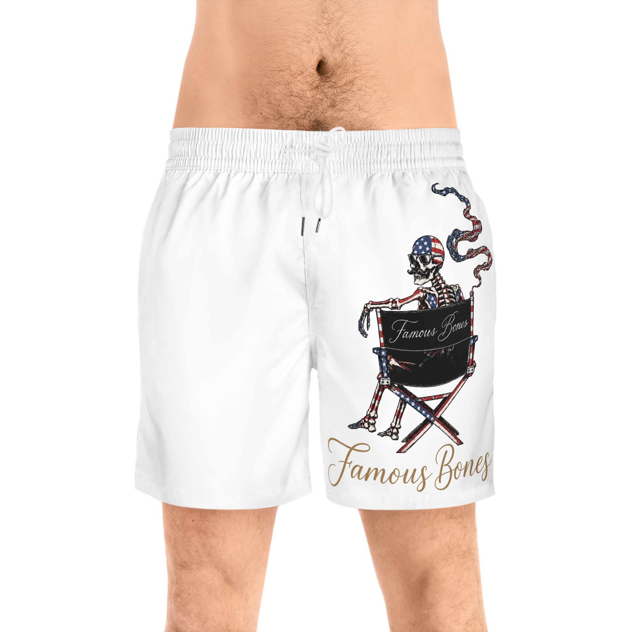 Famous Bones American Flag Skeleton Director Swim Shorts