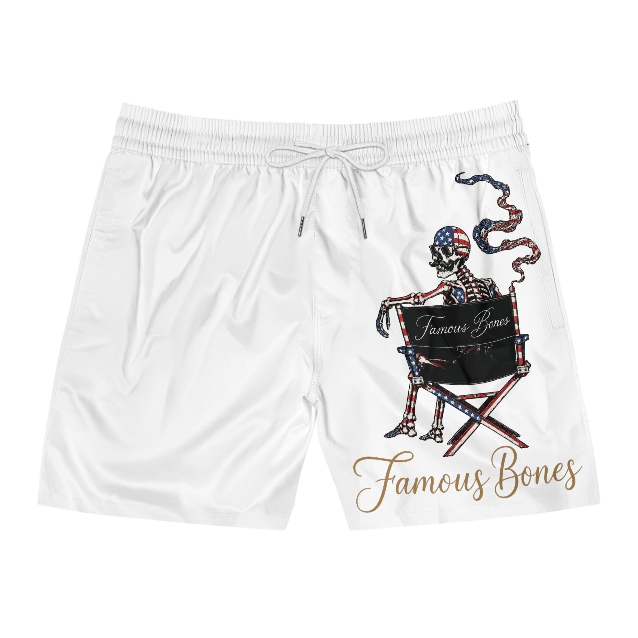 Famous Bones American Flag Skeleton Director Swim Shorts