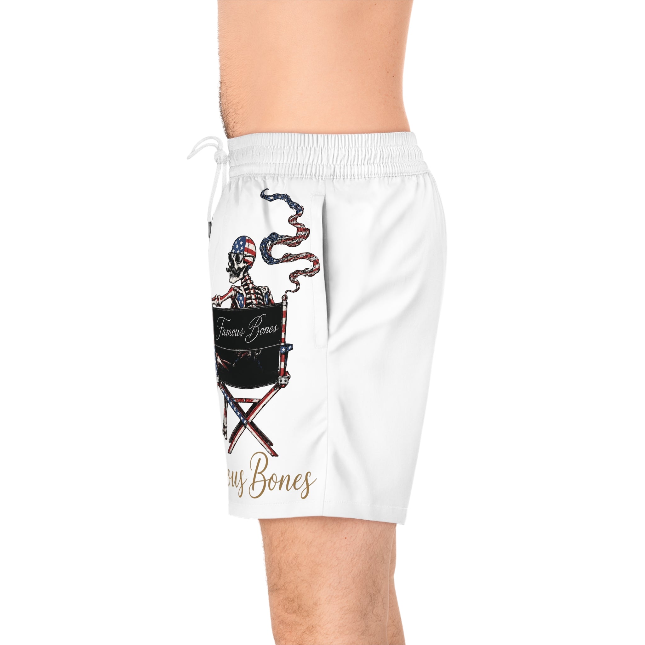 Famous Bones American Flag Skeleton Director Swim Shorts